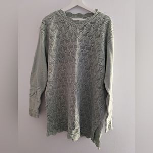 90s mint green knitted lace sweater Grannycore cottagecore Sz XL